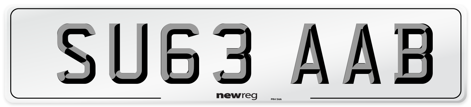 SU63 AAB Number Plate from New Reg